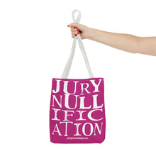Load image into Gallery viewer, Activism Tote Bag - Fuchsia and White Jury Nullification Awareness