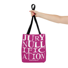 Load image into Gallery viewer, Activism Tote Bag - Fuchsia and White Jury Nullification Awareness