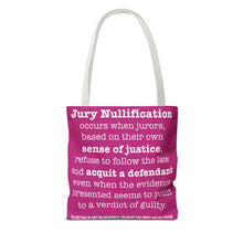 Load image into Gallery viewer, Activism Tote Bag - Fuchsia and White Jury Nullification Awareness