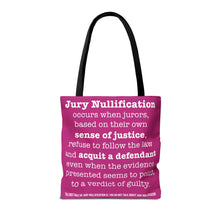 Load image into Gallery viewer, Activism Tote Bag - Fuchsia and White Jury Nullification Awareness