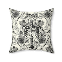 Load image into Gallery viewer, Botanical Square Pillow - Bone and Botanical Design (black and cream)