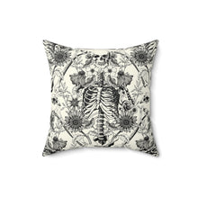 Load image into Gallery viewer, Botanical Square Pillow - Bone and Botanical Design (black and cream)