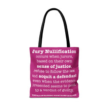 Load image into Gallery viewer, Activism Tote Bag - Fuchsia and White Jury Nullification Awareness