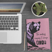 Load image into Gallery viewer, THE ENDLESS REASONS I CHOOSE BEAR HARDCOVER JOURNAL TEARAWAY MAUVE