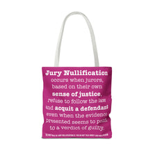 Load image into Gallery viewer, Activism Tote Bag - Fuchsia and White Jury Nullification Awareness
