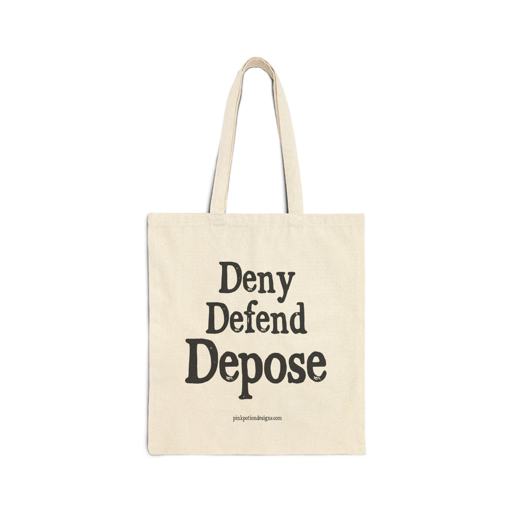 Canvas Tote Bag - Deny Defend Depose Natural  (solid text)