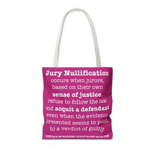 Load image into Gallery viewer, Activism Tote Bag - Fuchsia and White Jury Nullification Awareness
