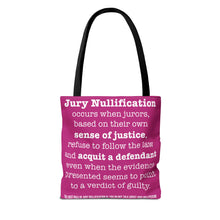 Load image into Gallery viewer, Activism Tote Bag - Fuchsia and White Jury Nullification Awareness
